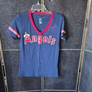 Nike Girls' Navy and Red Los Angeles Angels V‑Neck Tee